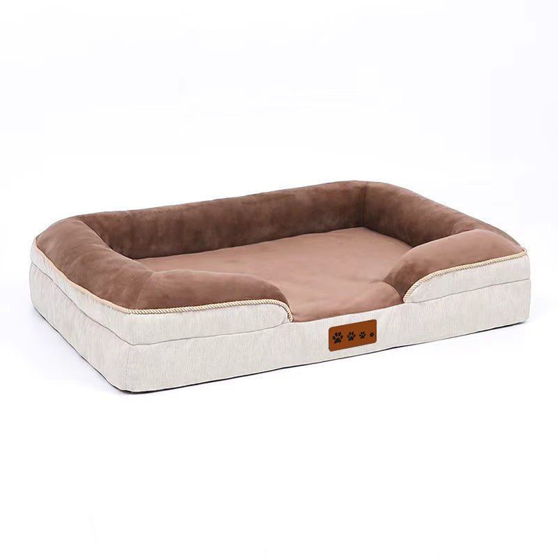 Orthopedic Plush Dog Bed with Raised Sides, Washable Pet Cushion