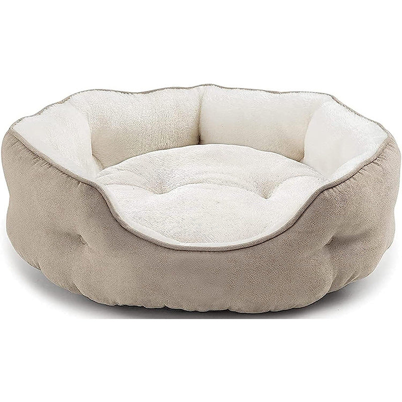 Plush Rectangular Pet Bed with Bolster, Washable Dog & Cat Couch