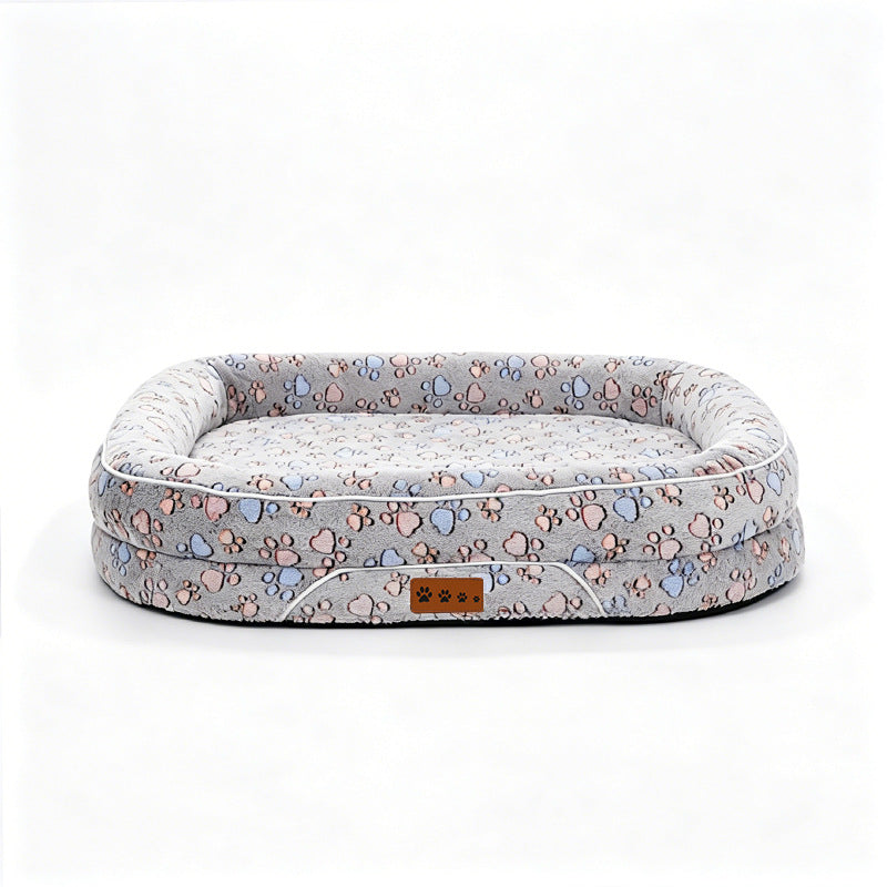 Plush Pet Bed for Dogs & Cats, Washable Rectangular Dog Cushion
