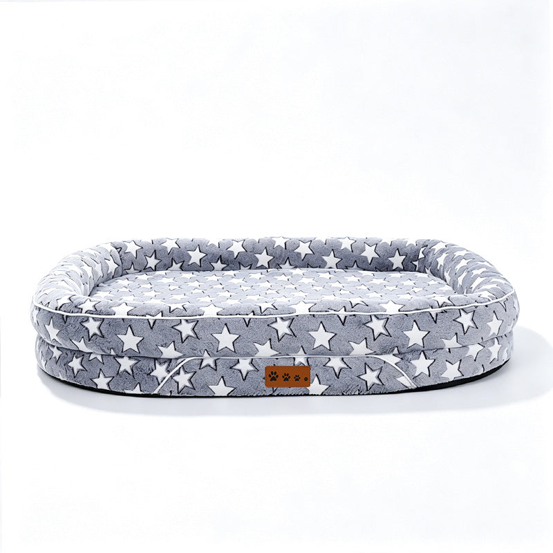 Plush Pet Bed for Dogs & Cats, Washable Rectangular Dog Cushion