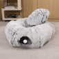 Plush Cat Tunnel Bed with Hanging Toy, Washable Round Pet Cave