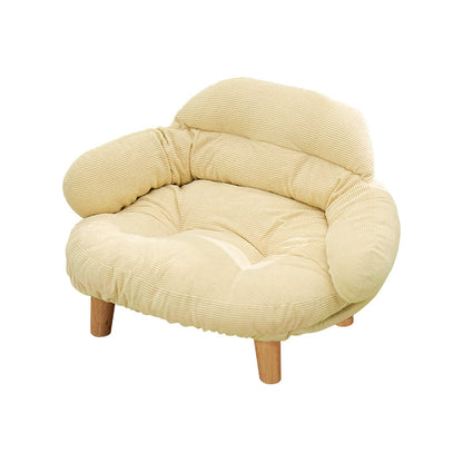 Plush Pet Sofa Bed for Cats & Small Dogs, Elevated Mini Couch with Wooden Legs