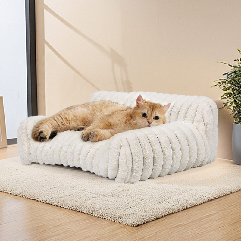 Plush Pet Sofa Bed for Cats & Small Dogs, Washable Couch
