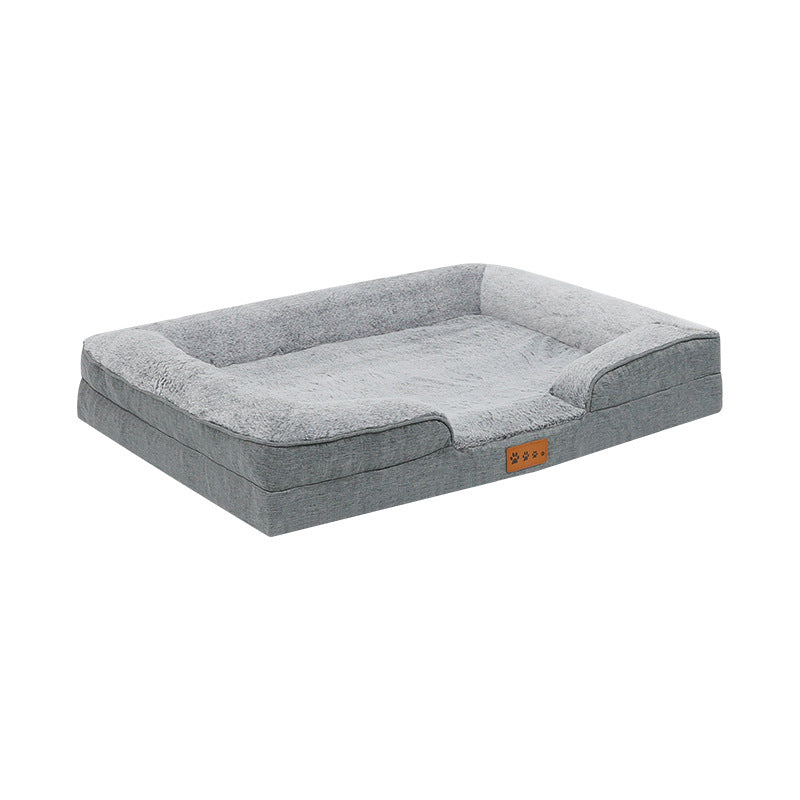 Orthopedic Plush Dog Bed with Raised Sides, Washable Pet Cushion