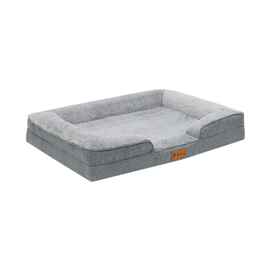 Orthopedic Plush Dog Bed with Raised Sides, Washable Pet Cushion