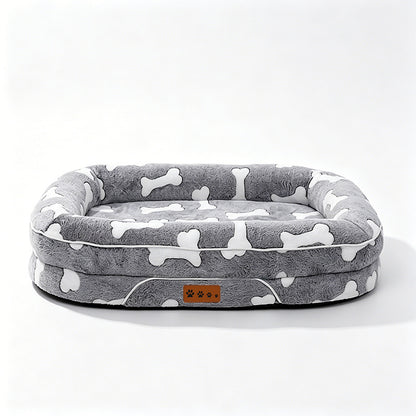 Plush Pet Bed for Dogs & Cats, Washable Rectangular Dog Cushion