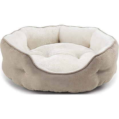 Plush Rectangular Pet Bed with Bolster, Washable Dog & Cat Couch