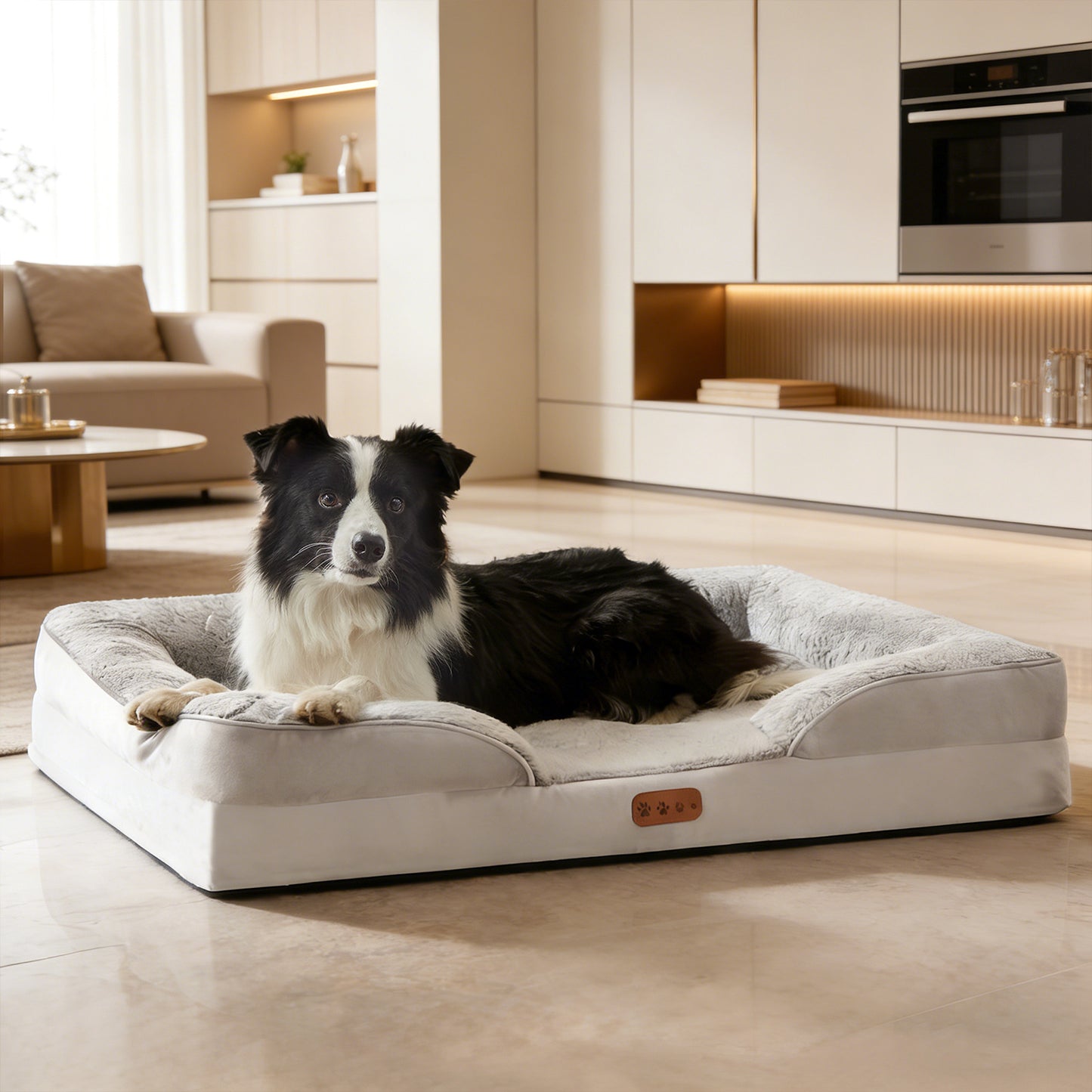 Orthopedic Plush Dog Bed with Raised Sides, Washable Pet Cushion