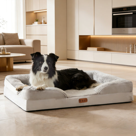 Orthopedic Plush Dog Bed with Raised Sides, Washable Pet Cushion