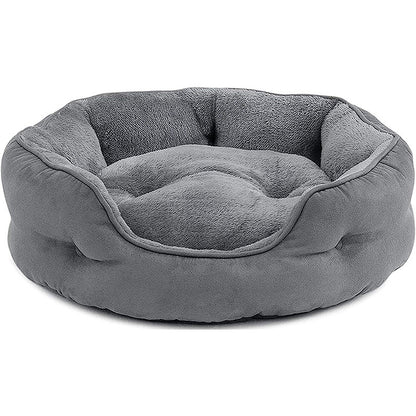 Plush Rectangular Pet Bed with Bolster, Washable Dog & Cat Couch