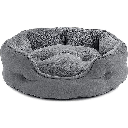 Plush Rectangular Pet Bed with Bolster, Washable Dog & Cat Couch