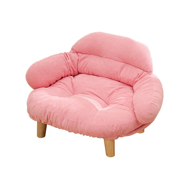 Plush Pet Sofa Bed for Cats & Small Dogs, Elevated Mini Couch with Wooden Legs