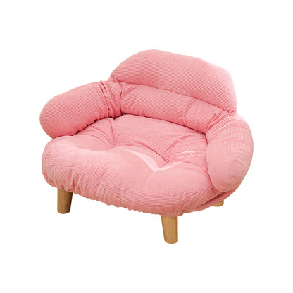 Plush Pet Sofa Bed for Cats & Small Dogs, Elevated Mini Couch with Wooden Legs