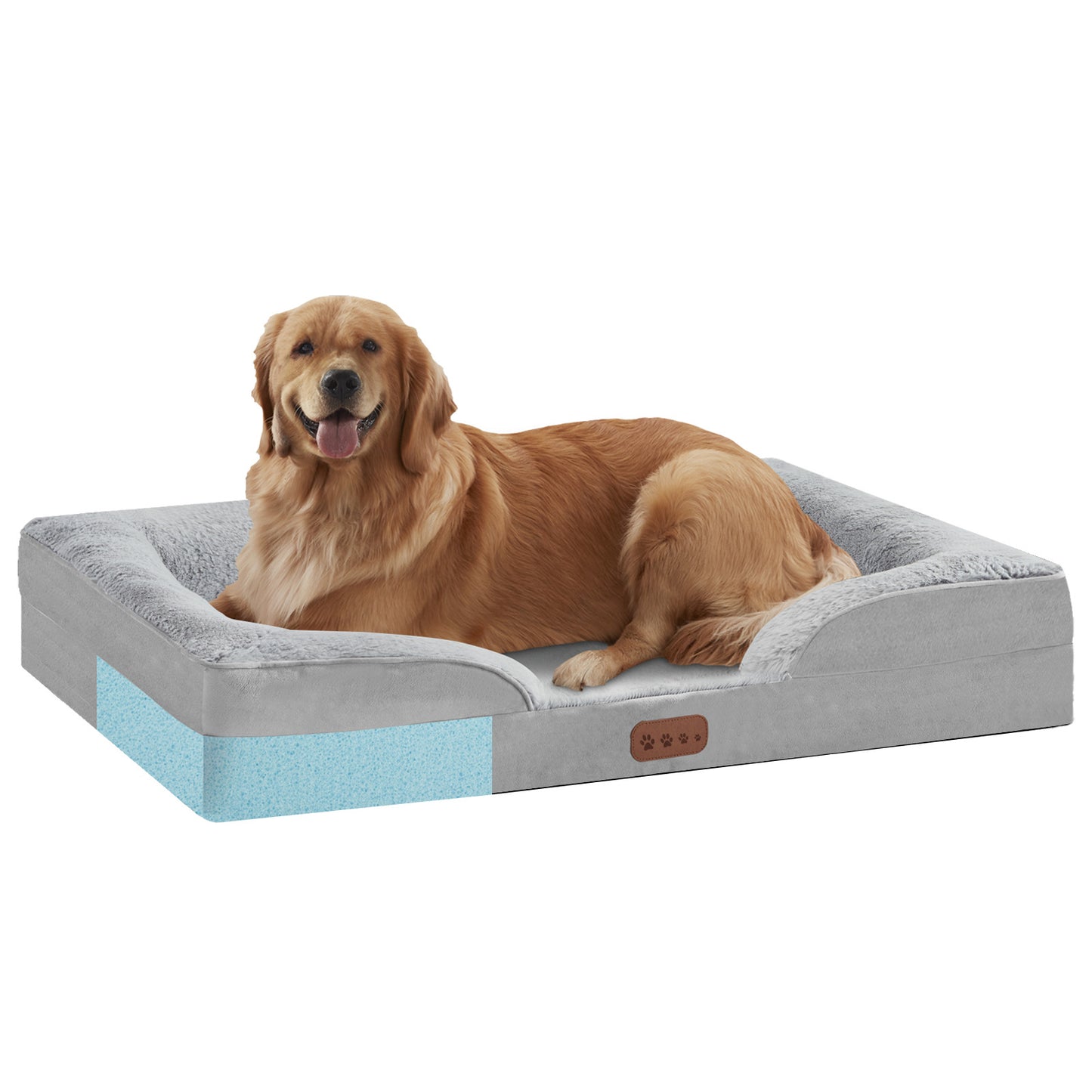Orthopedic Plush Dog Bed with Raised Sides, Washable Pet Cushion