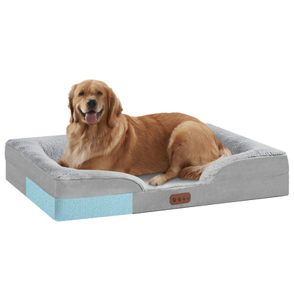 Orthopedic Plush Dog Bed with Raised Sides, Washable Pet Cushion